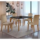 Conjunto Sala de Jantar Mesa Liz 120cm com Vidro Canto Copo e 4 Cadeiras Athenas Moderna