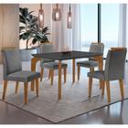 Conjunto Sala de Jantar Mesa Liz 120cm MDF Canto Reto e 4 Cadeiras Athenas Moderna