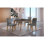 Conjunto Sala de Jantar Mesa Liz 120cm MDF Canto Reto e 4 Cadeiras Athenas Moderna