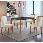 Conjunto Sala de Jantar Mesa Liz 120cm MDF Canto Reto e 4 Cadeiras Athenas Moderna