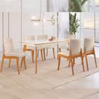 Conjunto Sala de Jantar Mesa Mad 160cm com 6 Cadeiras Deboraestrutura em madeira Maciça e Tampo MDF/Vidro