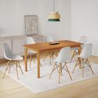 Conjunto Sala de Jantar Mesa Madeira Maciça com 6 Cadeiras Eames Espresso Móveis Cinamomo/Branco