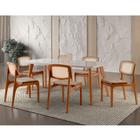 Conjunto Sala de Jantar Mesa Malta 160cm com 6 Cadeiras Malta Premium em Madeira Moderna