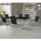 Conjunto Sala de Jantar Mesa Milleni 160x90cm com 6 Cadeiras Riana Junco Aço Nobre Móveis