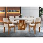 Conjunto Sala de Jantar Mesa Nuance 135cm Redonda Tampo Vidro/MDP com 6 Cadeiras Mônaco Yescasa