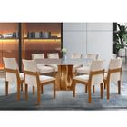 Conjunto Sala de Jantar Mesa Nuance Tampo Vidro/MDP com 8 Cadeiras Mônaco Yescasa