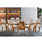 Conjunto Sala de Jantar Mesa Nuance Tampo Vidro/MDP com 8 Cadeiras Mônaco Yescasa