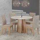 Conjunto Sala de Jantar Mesa Redonda Tampo Vidro e MDF Styllo 4 Cadeiras Cristal Sonetto Móveis