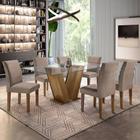 Conjunto Sala de Jantar Mesa Tampo de Vidro 6 Cadeiras Classic