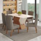 Conjunto Sala de Jantar Mesa Tampo Mdf 6 Cadeiras Jéssica Espresso Móveis Nature/Off White/Marrom Amêndoa