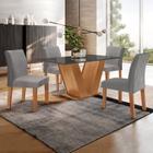 Conjunto Sala de Jantar Mesa Tampo MDF/Vidro e 4 Cadeiras Espanha Yescasa