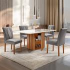 Conjunto Sala de Jantar Mesa Tampo Slim Plus Vidro 120x90cm com 4 Cadeiras Elis Cel Móveis