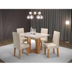 Conjunto Sala de Jantar Mesa Ville Tampo Vidro/MDF com 4 Cadeiras Venus - Viero