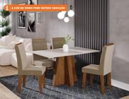 Conjunto de Mesa Maitê 160 cm 6 cadeiras Paola Cimol Nature/Off White/Nude  - ebbamoveis