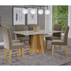 Conjunto Sala de Jantar Patricia 160X80 Tampo em MDF/Vidro 6 Cadeiras Tais II Cimol Nature/Off White/Joli