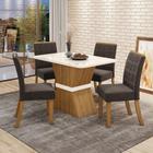 Conjunto Sala de Jantar Tampo MDF com Vidro Canto Arredondado 120 Cm 4 Cadeiras Suely Casa 812