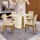 Conjunto Sala de Jantar Tampo MDF com Vidro Canto Reto 120 Cm 04 Cadeiras Raysa Casa 812