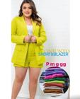 Conjunto Max Blazer Alfaiataria Xadrez S.M.R Cropped E Short Saia - Quest  Moda Net