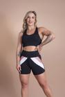 Conjunto Short Feminino Fitness Cintura Alta Detalhe E Top Nadador Liso Básico Academia Moda Treino F7 NEW STYLE