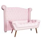 Conjunto Sienna Cabeceira e Recamier Queen 160 Cm Corano Rosa Bebe - LM DECOR