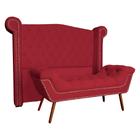 Conjunto Sienna Cabeceira e Recamier Solteiro 90 Cm Corano Vermelho - LM DECOR