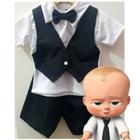 Conjunto Social Infantil Bebê Menino RN a 05 meses Batizado Casamento Formatura com Gravata