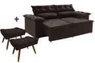 Conjunto sofá Compact 200 cm Molas Espirais com 2 Puffs Marrom Ws