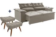 Conjunto sofá Compact 200 cm Molas Espirais retrátil reclinável com 2 Puffs Castor Ws Estofados