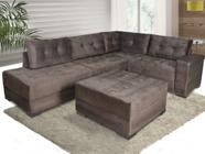 Conjunto Sofa de canto Elantra Grande com puff Bom descanso Tabaco Pena