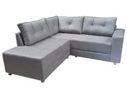 Conjunto Sofa de canto Elantra Pequeno Bom descanso Veludinho Cinza