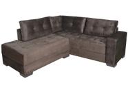 Conjunto Sofa de canto Elantra Pequeno Bom descanso Veludinho Marrom