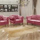 Conjunto Sofá Duquesa Chesterfield 2 Lugares e 2 Poltronas Rosa