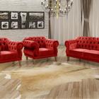 Conjunto Sofá Duquesa Chesterfield 2 Lugares e 2 Poltronas Vermelho