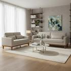 Conjunto Sofá Living Valência 3 e 2 Lug. Base Madeira Linho BEGE Conjunto Sofá Living Valência 3 e 2 Lug. Base Madeira Linho BEGE