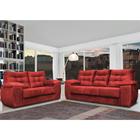 Conjunto Sofá Luxemburgo 3 E 2 Lugares 1,52m e 2,02m Suede Vermelho