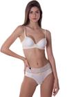 Conjunto sutiã bojo liso base e calcinha fio simony lingerie renda microfibra chloe