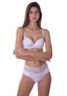 Conjunto sutiã bojo liso base e calcinha fio simony lingerie renda microfibra chloe