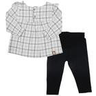 Conjunto Sweet Girl Bata Xadrez e Legging Preto