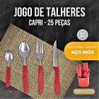 Conjunto Talheres Capri Em Inox Cabo Plástico Suporte 25Pçs