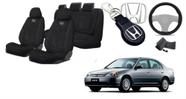 Conjunto Tecido Personalizado Capas Estofado Assentos Civic 99-06 + Volante + Chaveiro