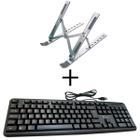 Conjunto Teclado usb com fio abnt2 + suporte aluminio qte