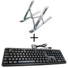 Conjunto Teclado usb com fio abnt2 + suporte aluminio qte - NBC