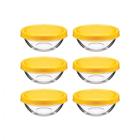 Conjunto Tigelas Vidro Transparente Americano Kit Potes com Tampa Plástico Cumbuca Bowl Sobremesas Recipientes Alimentos