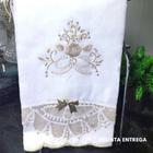 Conjunto Toalha de Lavabo com Renda Renascença Bege (30x50 cm)