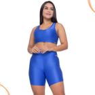 Conjunto Top C/Bojo Removível+Short Canelado Fitness Feminino