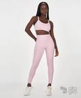 Conjunto Top Elastico Alto Giro Rosa+Legging Elastico P