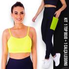 Conjunto Top fitness ALÇA FINA bojo Feminino + Calça LEG LEGGING BOLSOS Academia Corrida 626