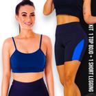 Conjunto Top fitness ALÇA FINA bojo Feminino + Short LEG LEGGING REDINHA Academia Corrida 644 - Iron