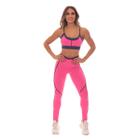 Conjunto Top Regulador Alças Finas Legging Cintura Alta Poliamida Compressão Modelador UV50+