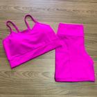 Conjunto top + short com bolso em poliamida fitness para malhar academia